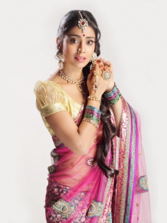 Screenshot №1 pro téma Shriya Saran In Pink Saree 240x320