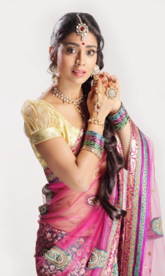 Screenshot №1 pro téma Shriya Saran In Pink Saree 240x400