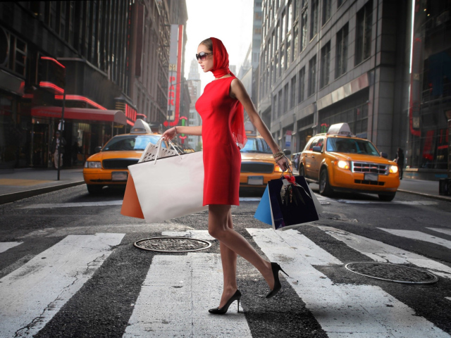 Lady From Boutique In New York wallpaper 640x480