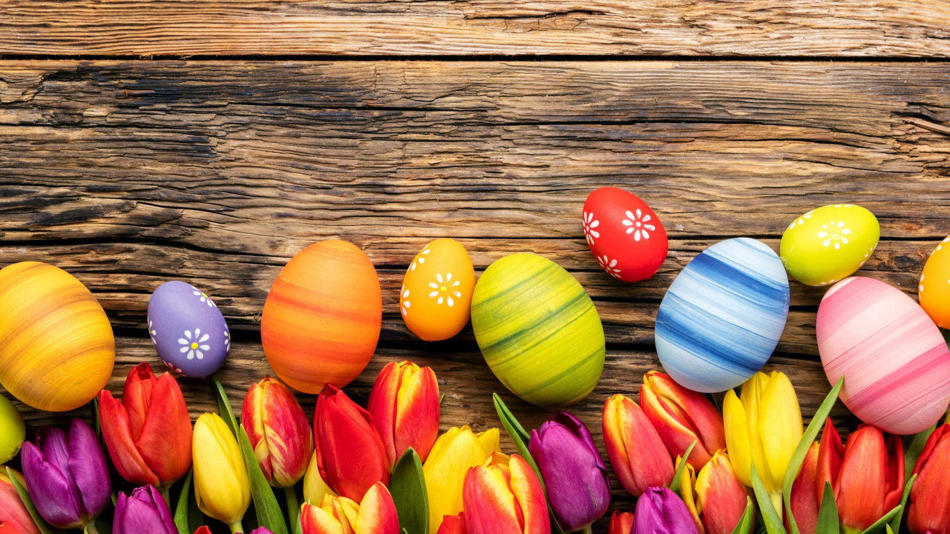 Das Easter bright eggs Wallpaper 1366x768