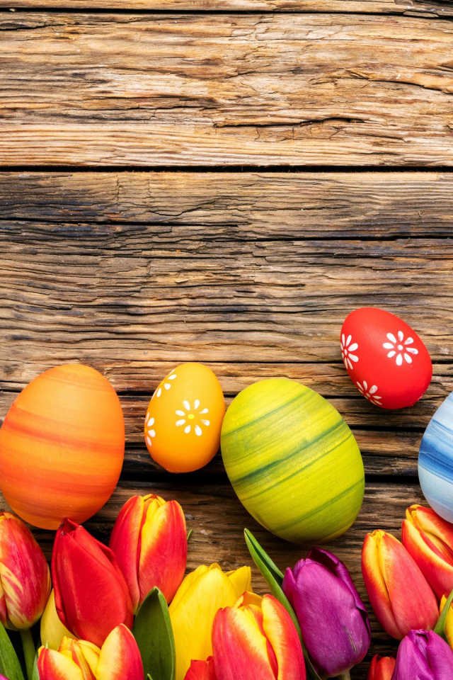 Das Easter bright eggs Wallpaper 640x960