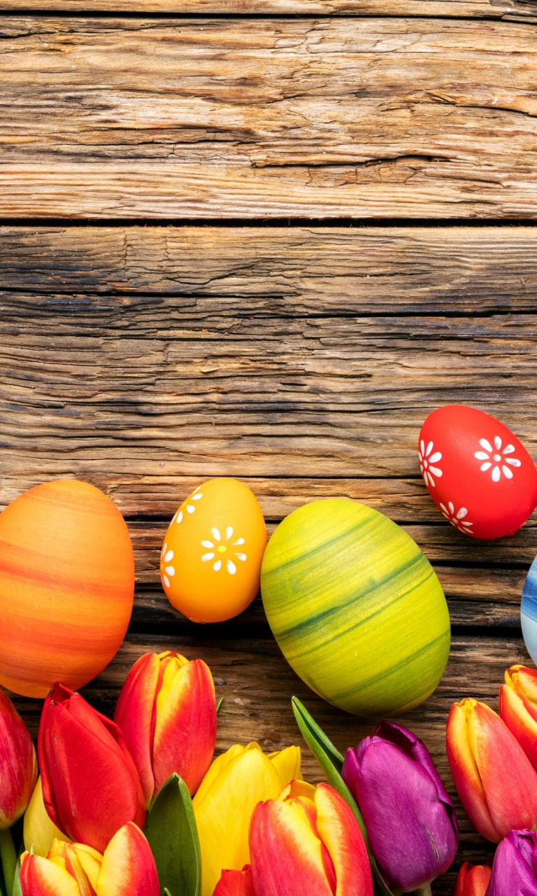 Das Easter bright eggs Wallpaper 768x1280