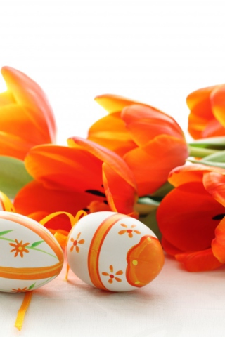 Das Eggs And Tulips Wallpaper 320x480