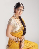 Shriya Saran In Yellow Saree screenshot #1 128x160