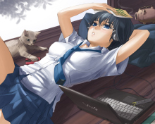 Fondo de pantalla Anime School Girl In Glasses 220x176