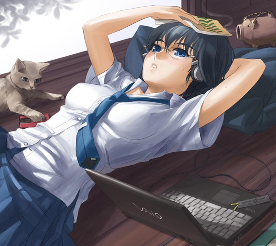 Screenshot №1 pro téma Anime School Girl In Glasses 960x854