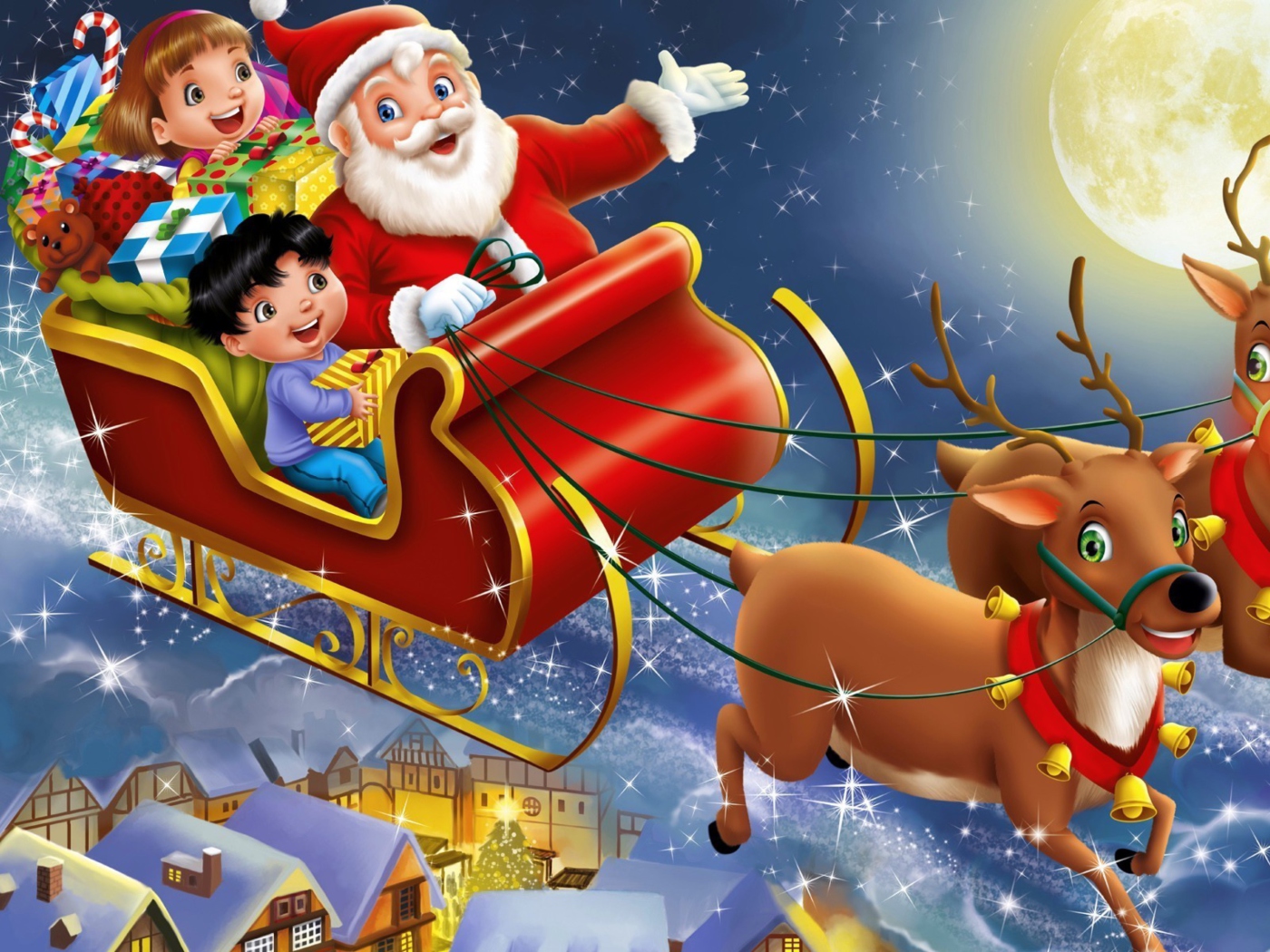 Das Santa Wishes You A Merry Christmas Wallpaper 1400x1050