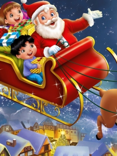 Das Santa Wishes You A Merry Christmas Wallpaper 240x320