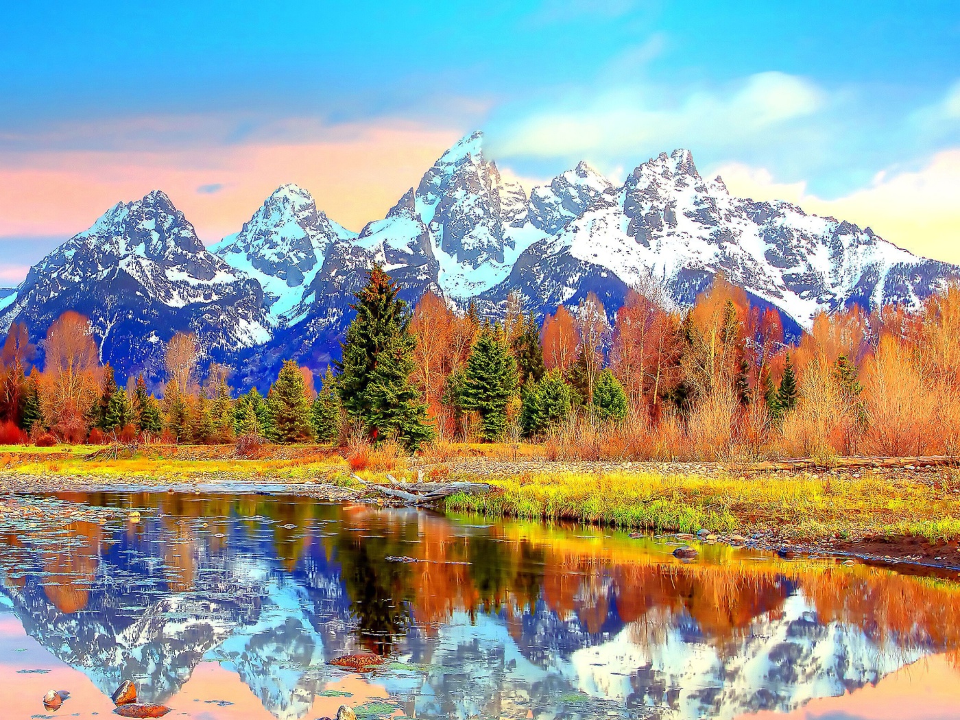Lake with Amazing Mountains in Alpine Region screenshot #1 1400x1050