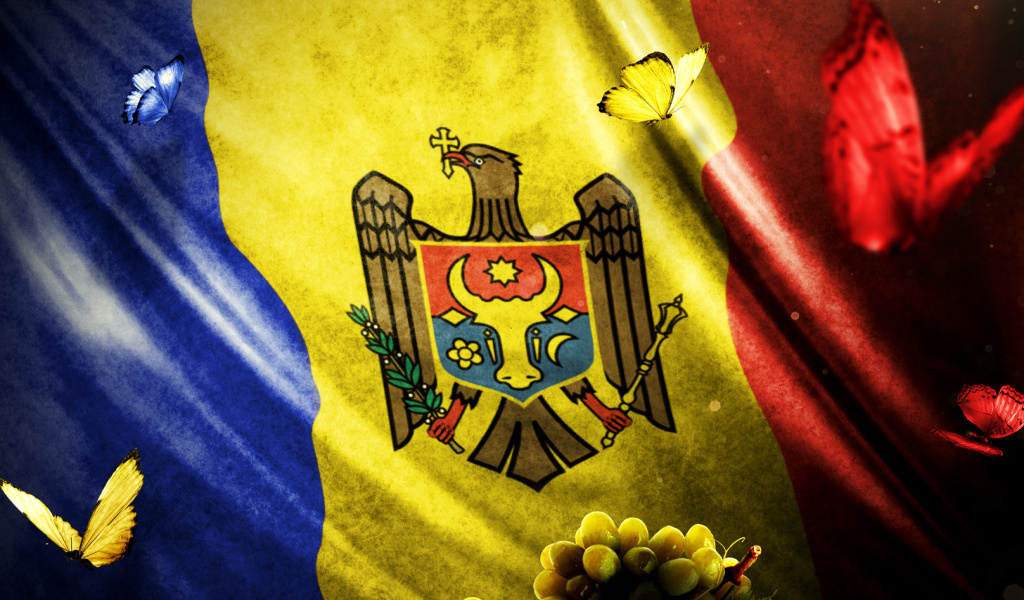 Moldova Flag wallpaper 1024x600