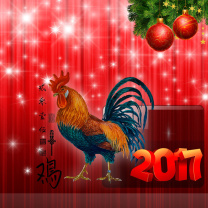 2017 New Year Red Cock Rooster wallpaper 208x208