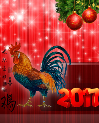 Обои 2017 New Year Red Cock Rooster для Nokia Asha 309
