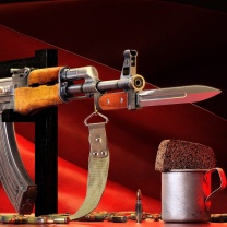 Ak 47 assault rifle and vodka wallpaper 208x208