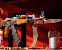Sfondi Ak 47 assault rifle and vodka 220x176