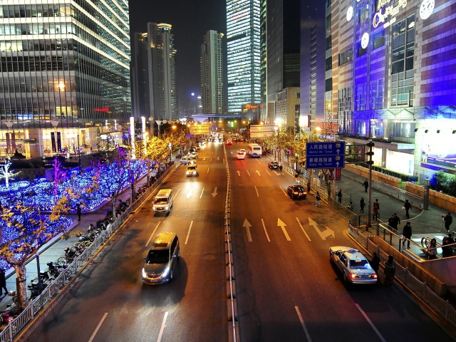 Das China Shanghai Night Wallpaper 640x480