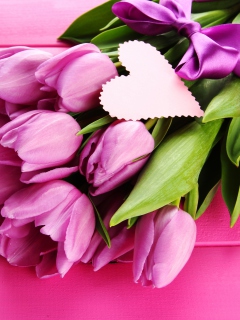 Purple Tulips Bouquet Is Love wallpaper 240x320
