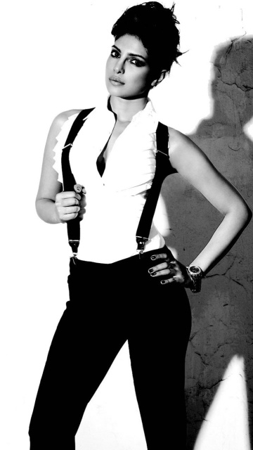 Priyanka Chopra Black and White wallpaper 360x640