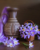 Screenshot №1 pro téma Vase And Purple Flowers 128x160