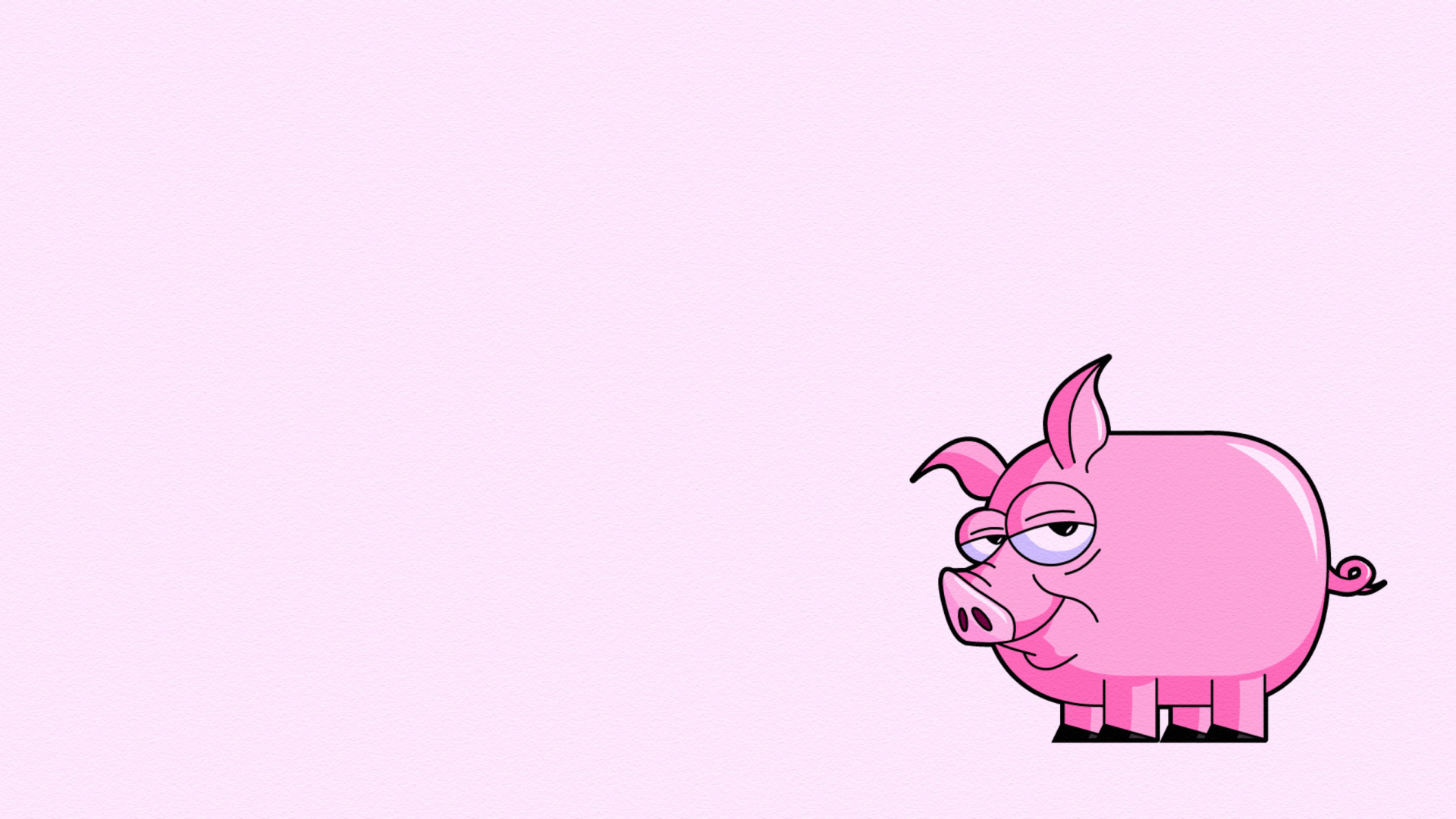 Обои Pink Pig Illustration 1920x1080