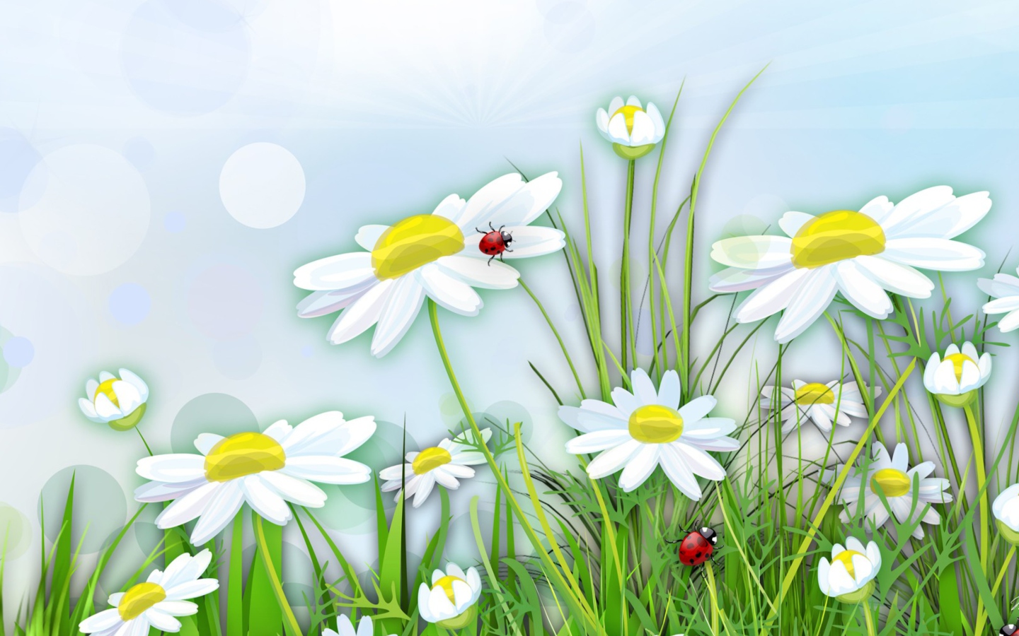Screenshot №1 pro téma Chamomile And Ladybug 1440x900