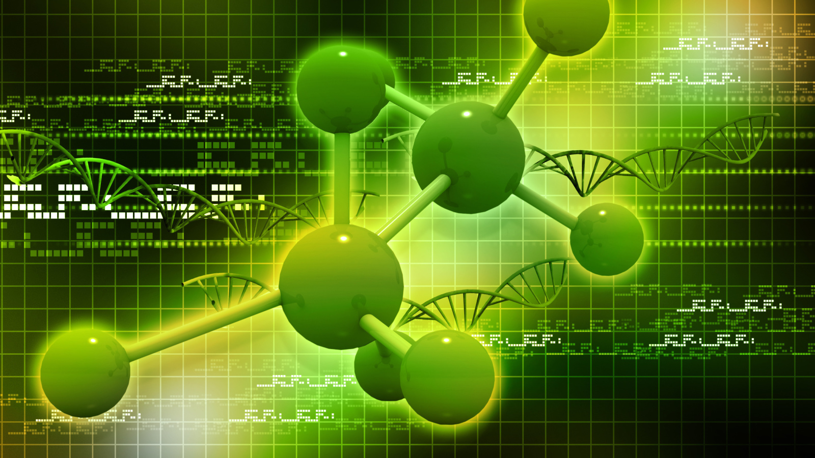 Metallic Green Molecules wallpaper 1600x900