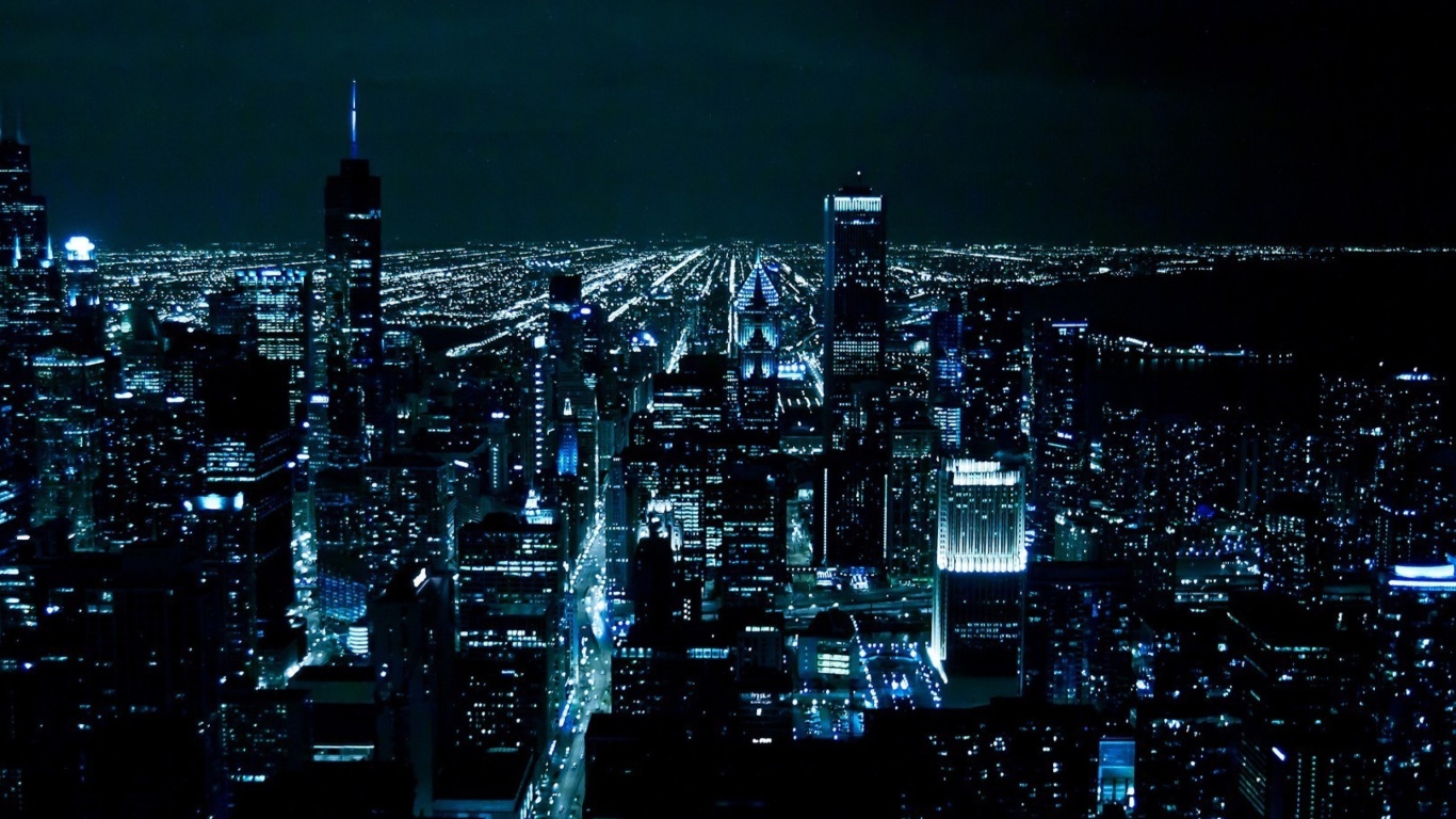 Chicago Night Lights wallpaper 1366x768