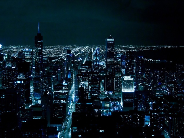 Das Chicago Night Lights Wallpaper 640x480
