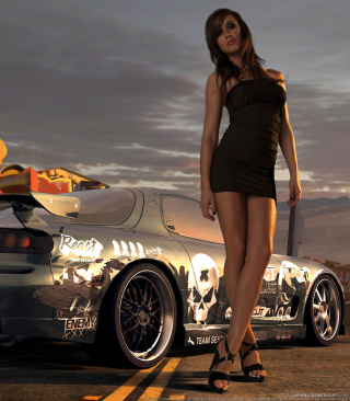 Hot Girl Standing Next To Sport Car papel de parede para celular para Nokia C-Series