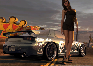 Hot Girl Standing Next To Sport Car - Obrázkek zdarma pro 800x600