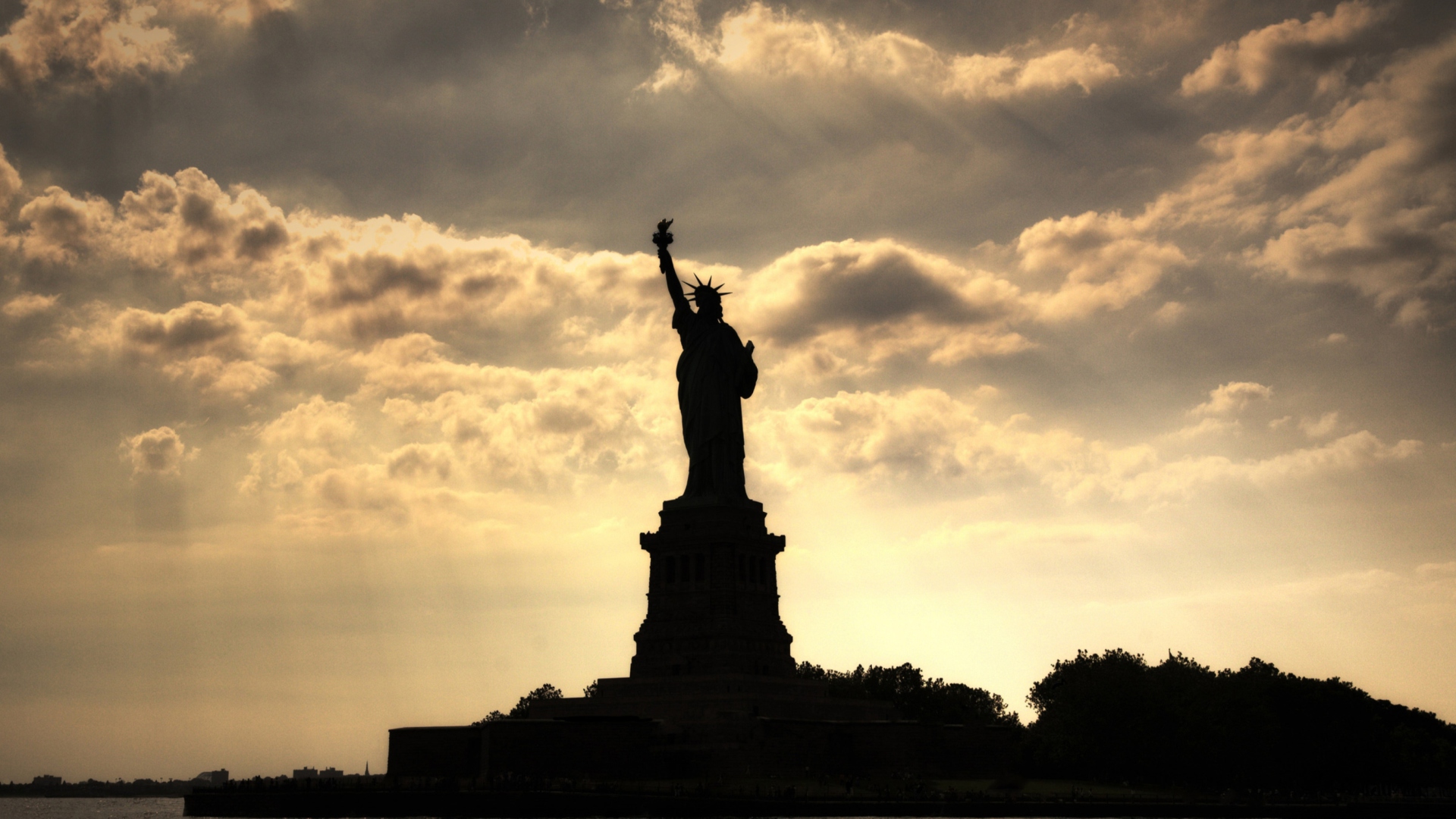 Das Statue Of Liberty New York America Wallpaper 1920x1080