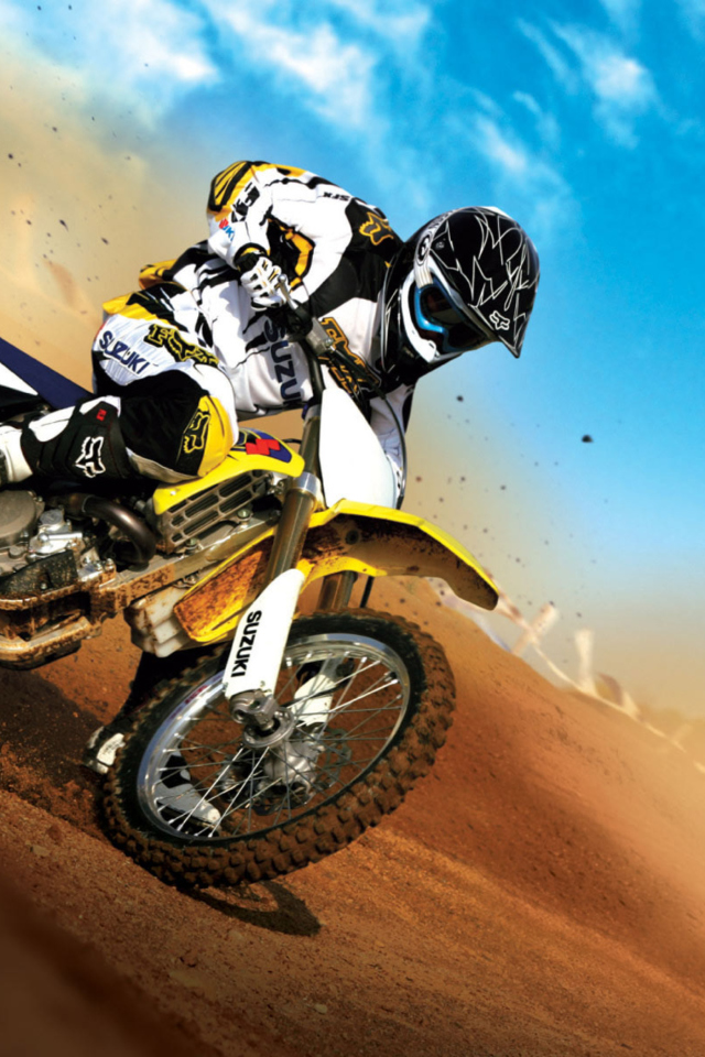 Fondo de pantalla Suzuki Motocross 640x960