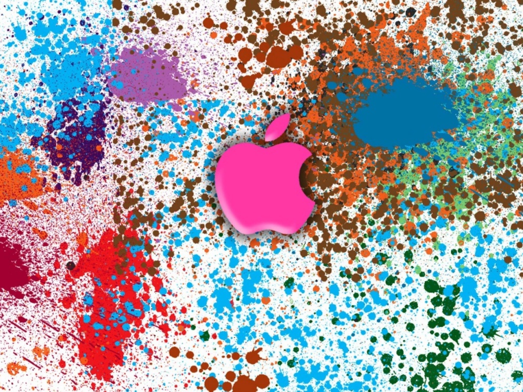 Sfondi Apple in splashing vivid colors HD 1024x768