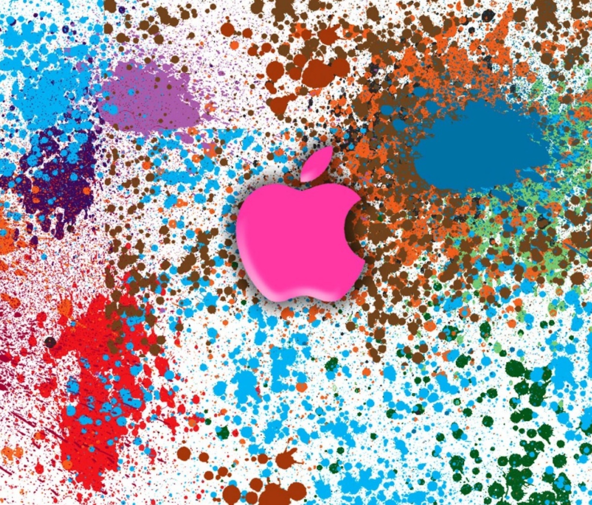 Apple in splashing vivid colors HD wallpaper 1200x1024