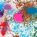 Apple in splashing vivid colors HD wallpaper 128x128