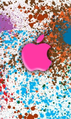 Apple in splashing vivid colors HD screenshot #1 240x400