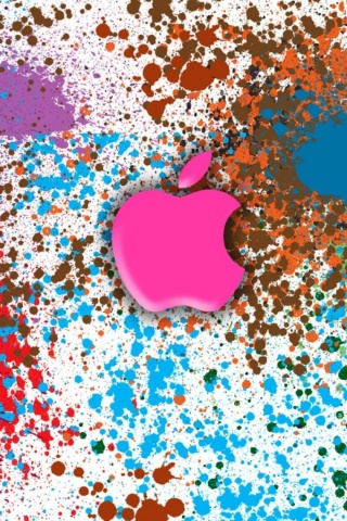 Обои Apple in splashing vivid colors HD 320x480