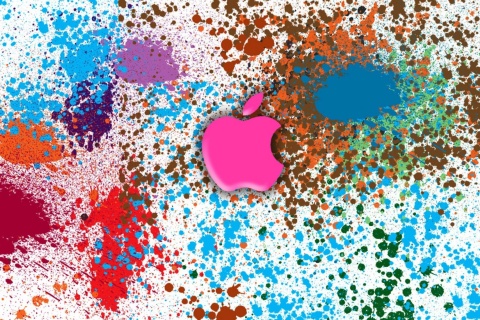 Apple in splashing vivid colors HD wallpaper 480x320