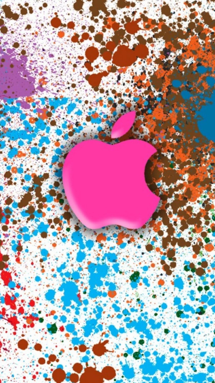 Обои Apple in splashing vivid colors HD 750x1334