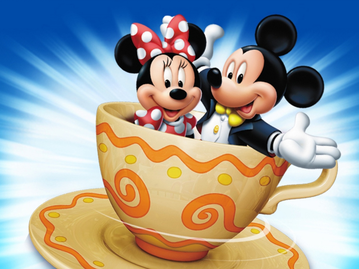 Screenshot №1 pro téma Mickey And Minnie Mouse In Cup 1152x864