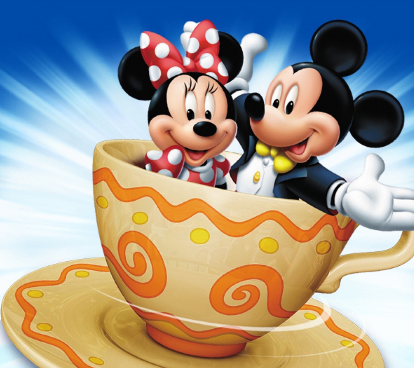 Screenshot №1 pro téma Mickey And Minnie Mouse In Cup 1440x1280