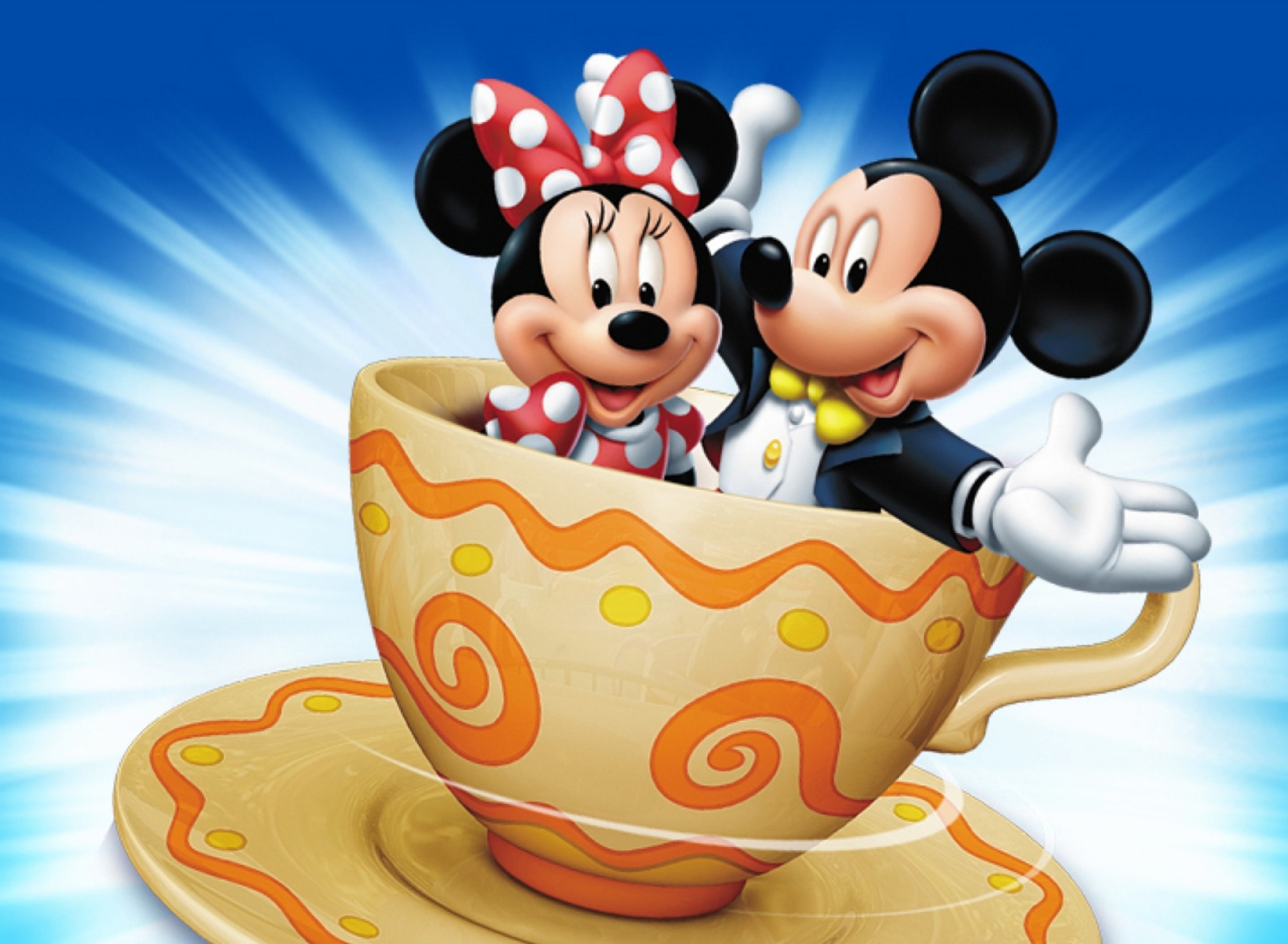 Fondo de pantalla Mickey And Minnie Mouse In Cup 1920x1408