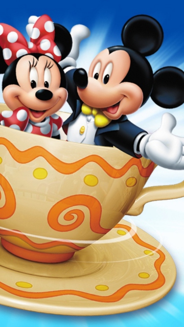 Das Mickey And Minnie Mouse In Cup Wallpaper 360x640