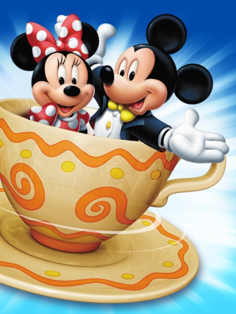 Mickey And Minnie Mouse In Cup wallpaper 480x640
