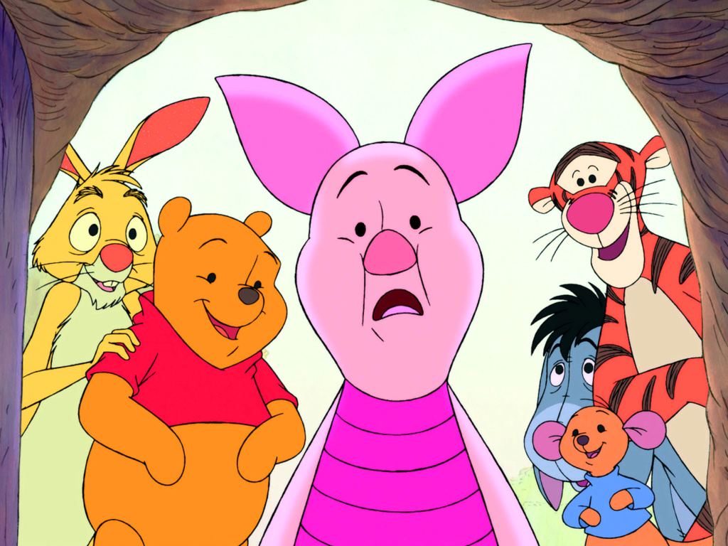 Обои Winnie the Pooh with Eeyore, Kanga & Roo, Tigger, Piglet 1024x768