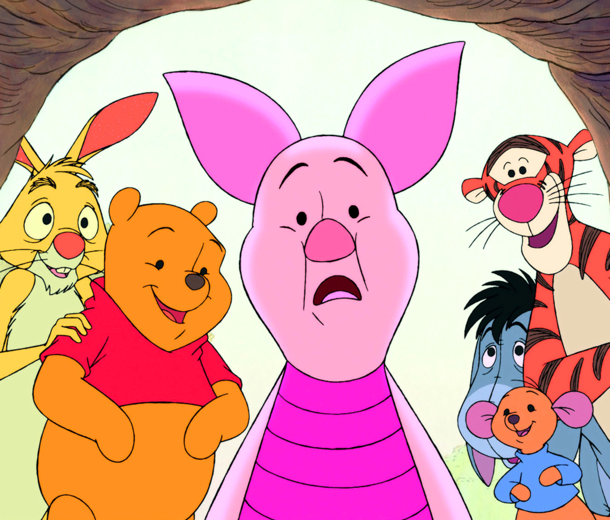 Winnie the Pooh with Eeyore, Kanga & Roo, Tigger, Piglet wallpaper 1200x1024