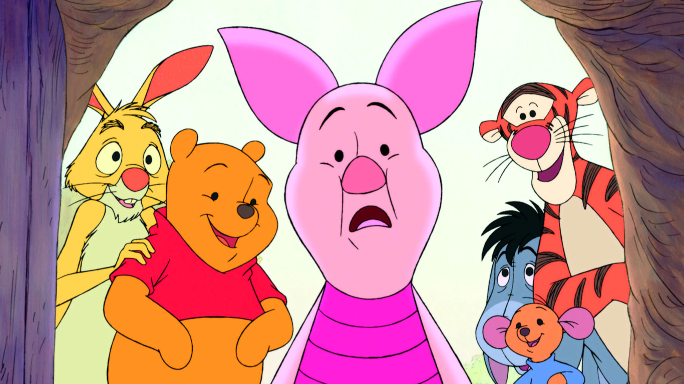 Fondo de pantalla Winnie the Pooh with Eeyore, Kanga & Roo, Tigger, Piglet 1366x768