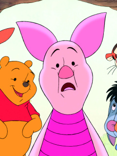 Обои Winnie the Pooh with Eeyore, Kanga & Roo, Tigger, Piglet 240x320