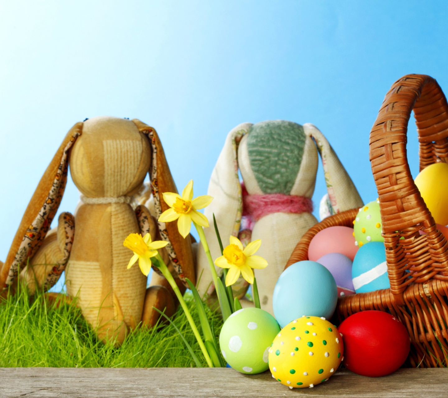 Das Easter Eggs And Bunny Wallpaper 1440x1280