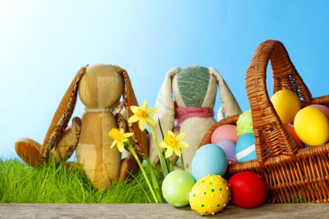 Easter Eggs And Bunny wallpaper 480x320
