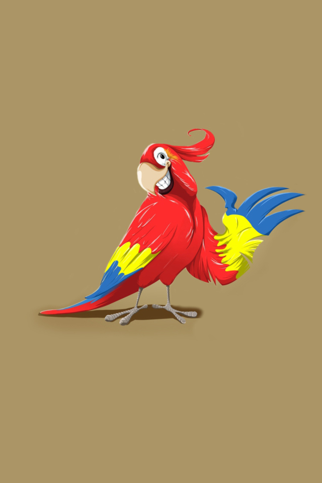 Das Funny Parrot Drawing Wallpaper 640x960